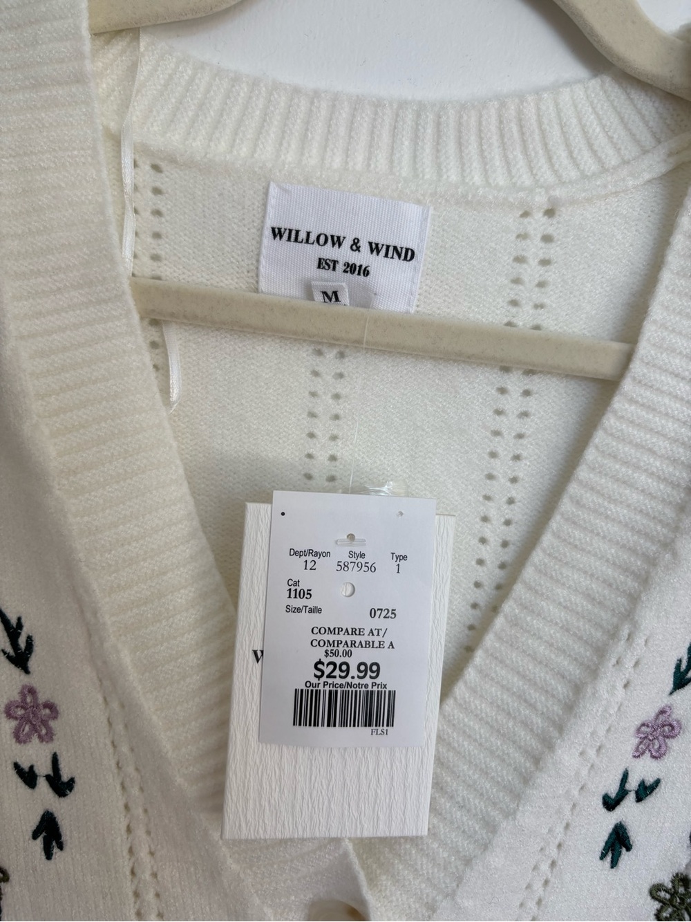 NWT Cream Floral Knit Button-Front Cardigan - Picture 4 of 9